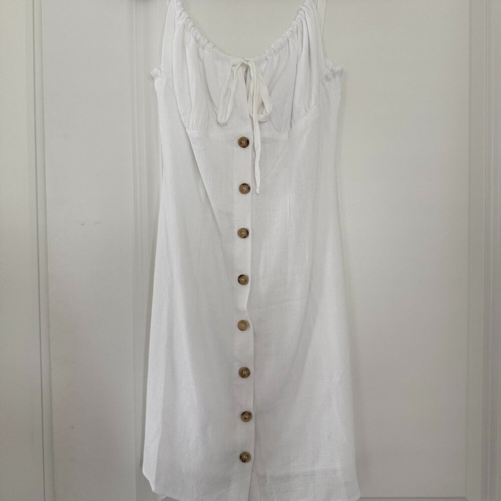 White linen mini dress